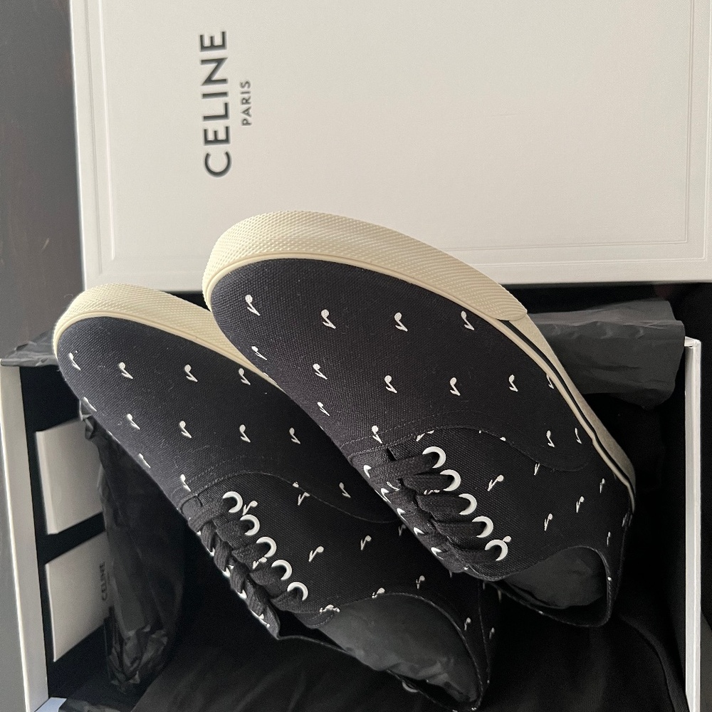 CELINE Elliott Low Lace canvas mens shoes